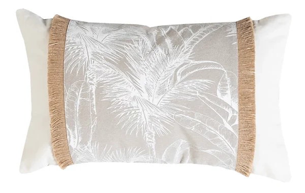 boutique Castorama Coussin Banana Deco&Co Blanc Et Beige L.50 X L.30 Cm 1