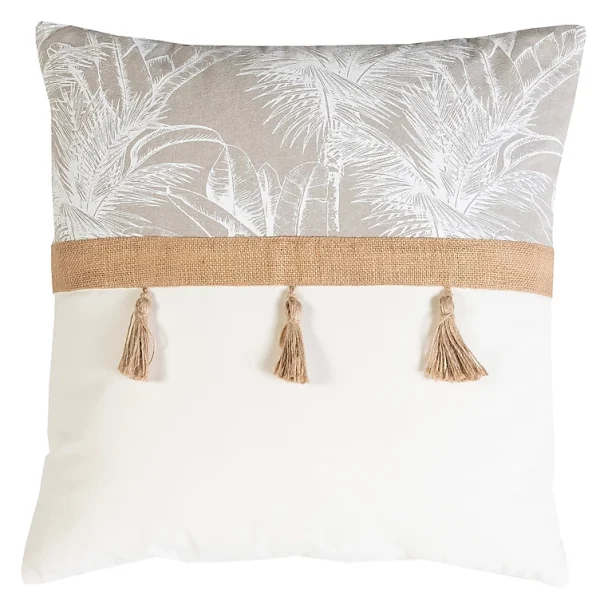 Livraison Standard/Rapide Castorama Coussin Banana Deco&Co Blanc Et Beige L.50 X L.50 Cm 1