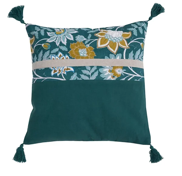 Castorama Coussin Indiana à Pompons Deco&Co Vert Pin L.40 X L.40 Cm soldes ligne 1