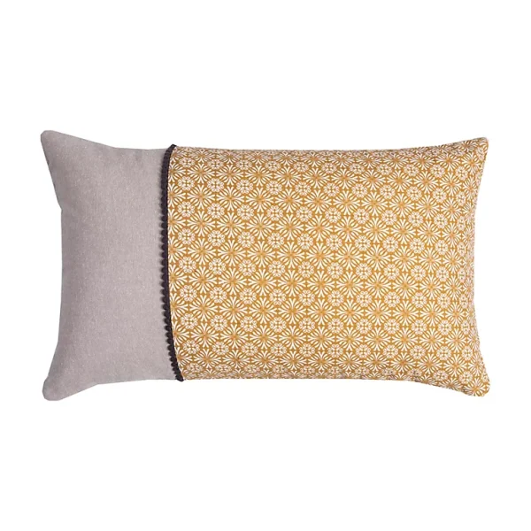 Pas Cher Magasin Soldes Castorama Coussin Native Deco&Co Curry Jaune Et Blanc L.50 X L.30 Cm 1