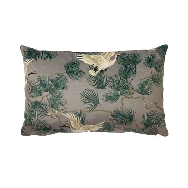 outlet soldes Castorama Coussin Oiseaux Asiatiques 50 X 30 Cm GoodHome Gris Foncé 1