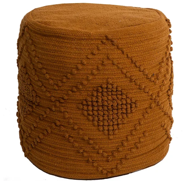 Castorama Pouf Rond Bouclette Deco&Co Orange Tabac H.40 X L.35 Cm prix pas cher 1