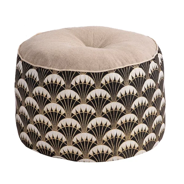 magasins pour Castorama Pouf Rond Lina Deco&Co Noir Et Or Ø40 X H.30cm 1