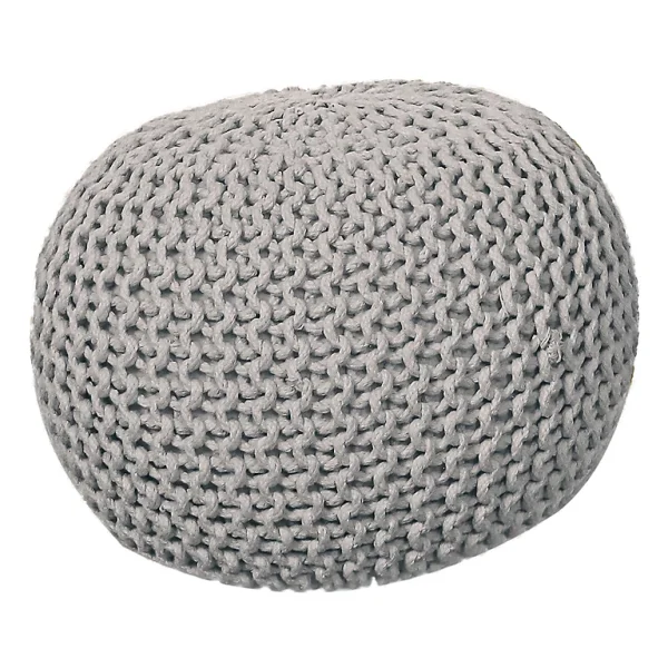 marques de renommée Castorama Pouf Tressé 45 X 30 Cm Gris Clair 1