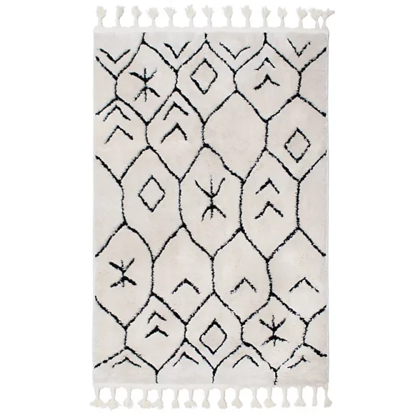 Castorama Tapis Berber Franges Motif Berbère 100 X 150 Cm Noir Et Blanc vente à bas prix 1