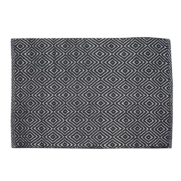 Castorama Tapis Coton Diamond GoodHome 80 X 150 Cm Noir Et Blanc prix le plus bas 1