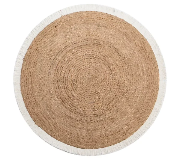 REMISE allant jusqu. Castorama Tapis Rond En Jute Naturel à Franges Deco&Co ⌀120cm 1