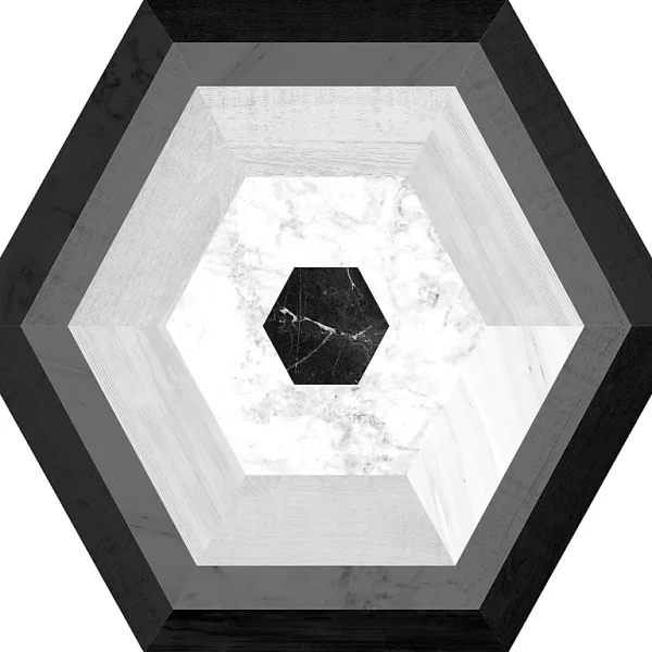 Nouvelle tendance Castorama Tapis Vinyle Forme Hexagonale Motif Noir, Blanc Et Gris 99x99cm X Ep. 2mm 1