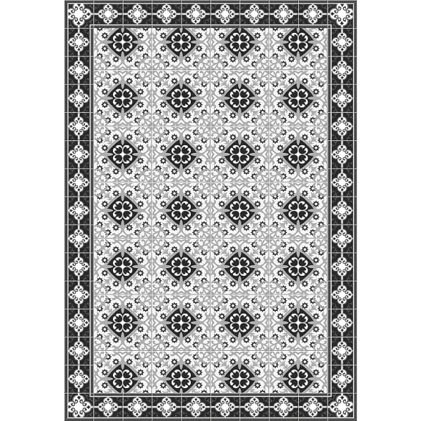 site pas cher Castorama Tapis Vinyle Motif Arabesques Blanc, Noir Et Gris L.95x L.66 Cm X Ep. 2 Mm 1