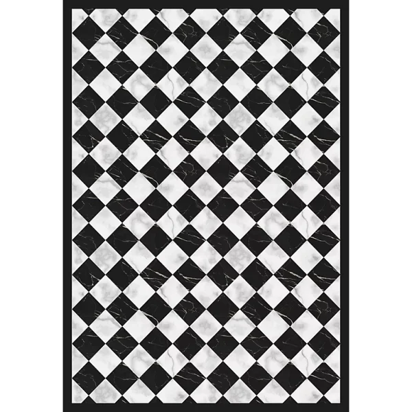 achat Castorama Tapis Vinyle Motif Carreaux De Marbre Noir Et Blanc L.95 X L.66 Cm X Ep. 2 Mm 1