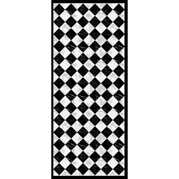 Castorama Tapis Vinyle Motif Carreaux De Marbre Noirs Et Blancs L.116 X L.49,5 Cm X Ep. 2 Mm grande popularité 1