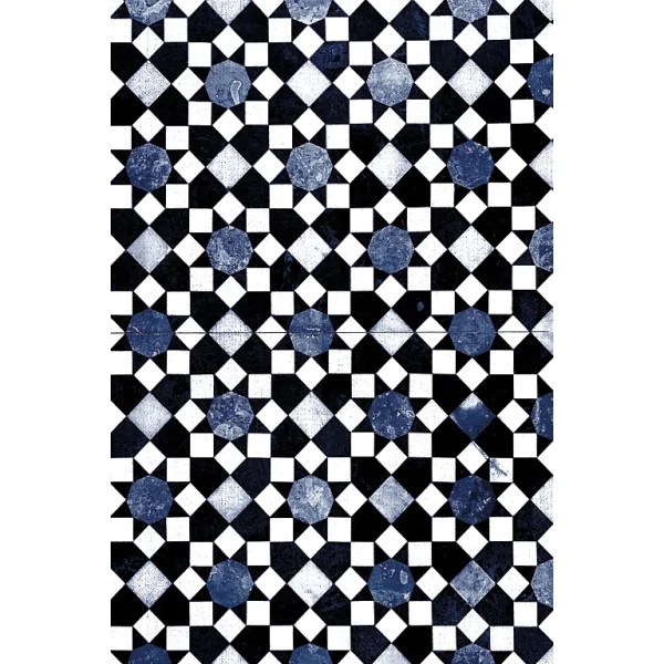 commentaire favorable Castorama Tapis Vinyle Motif Carreaux Mosaïque Blanc, Bleu Et Noir L.148,5 X L.99 Cm X Ep. 2 Mm 1