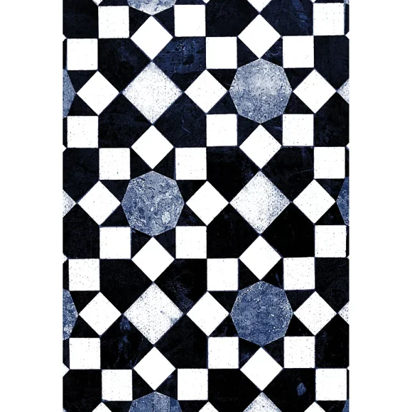 Castorama Tapis Vinyle Motif Carreaux Mosaïque Blanc, Bleu Et Noir L.95 X L.66 Cm X Ep. 2 Mm prix le plus bas 1