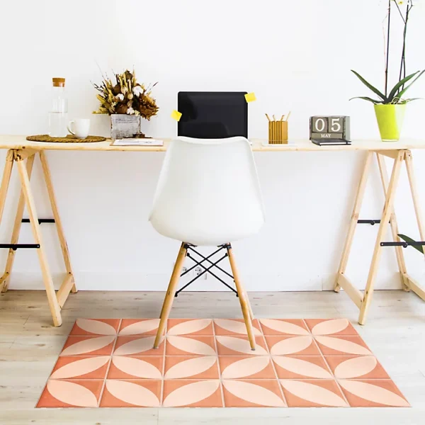 mode tendance Castorama Tapis Vinyle Motif Carreaux Mosaïque Orange Et Rose L.95 X L.66 Cm X Ep. 2 Mm 1