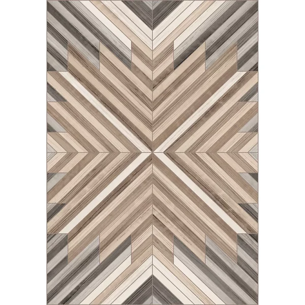 grossiste en ligne Castorama Tapis Vinyle Motif Chevrons Imitation Parquet Bois Naturel Et Gris L.95 X L.66 Cm X Ep. 2 Mm 1