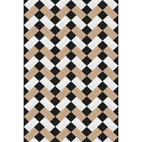 vente à bas prix Castorama Tapis Vinyle Motif Rectangles Blancs, Noirs Et Naturels L.148,5 X L.99 Cm X Ep. 2 Mm 1