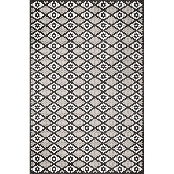 mode pas cher Castorama Tapis Vinyle Motif Triangles, Hexagones Blanc, Noir Et Gris L.148,5x L.98 Cm X Ep. 2 Mm 1