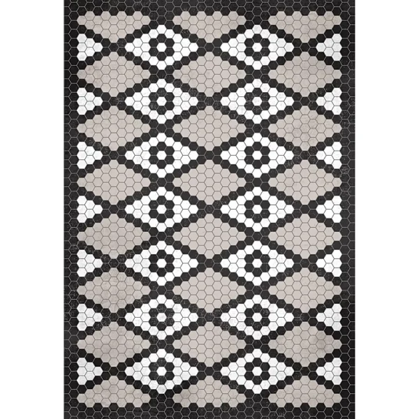 Paiement sécurisé Castorama Tapis Vinyle Motif Triangles, Hexagones Blanc, Noir Et Gris L.95 X L.66 Cm X Ep. 2 Mm 1