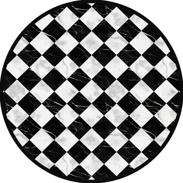 Paiement sécurisé Castorama Tapis Vinyle Rond Motif Carreaux Marbre Noir Et Blanc ⌀99cm X Ep. 2mm 1