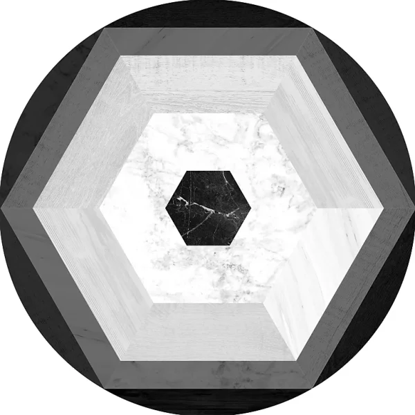 Castorama Tapis Vinyle Rond Motif Hexagones Gris Noir Et Blanc ⌀99cm X Ep. 2mm Meilleur Prix 1